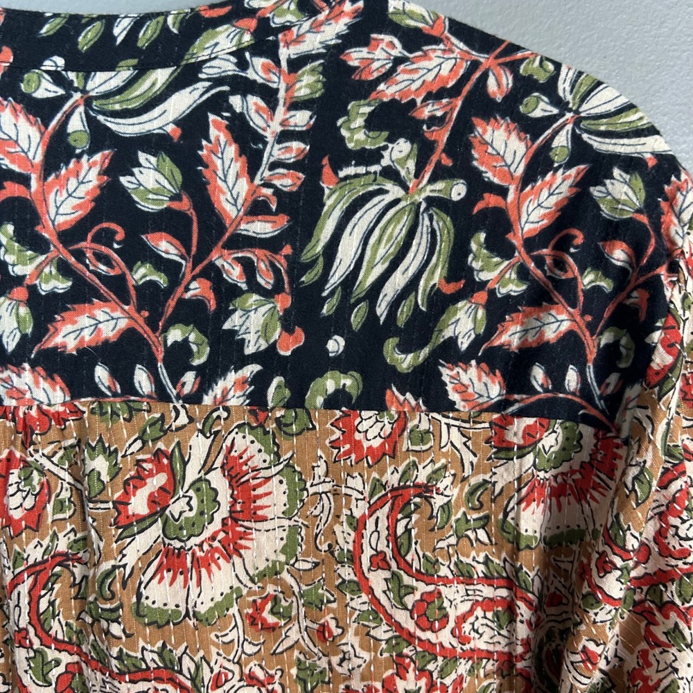 Zara Jumpsuit Medium Kantha India Cottage Floral Block Print Blogger Fav - Picture 15 of 16